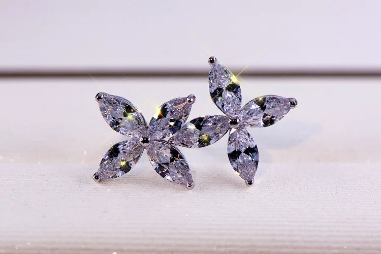 Luxury Crystal Flower Stud Earrings