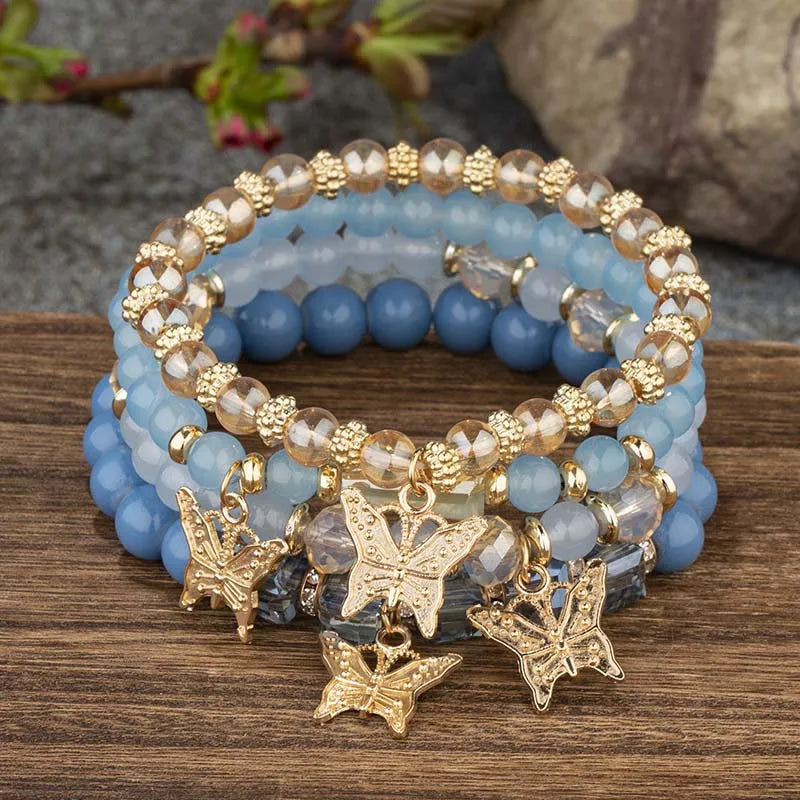 Elegant Butterfly Charm Bracelet Set