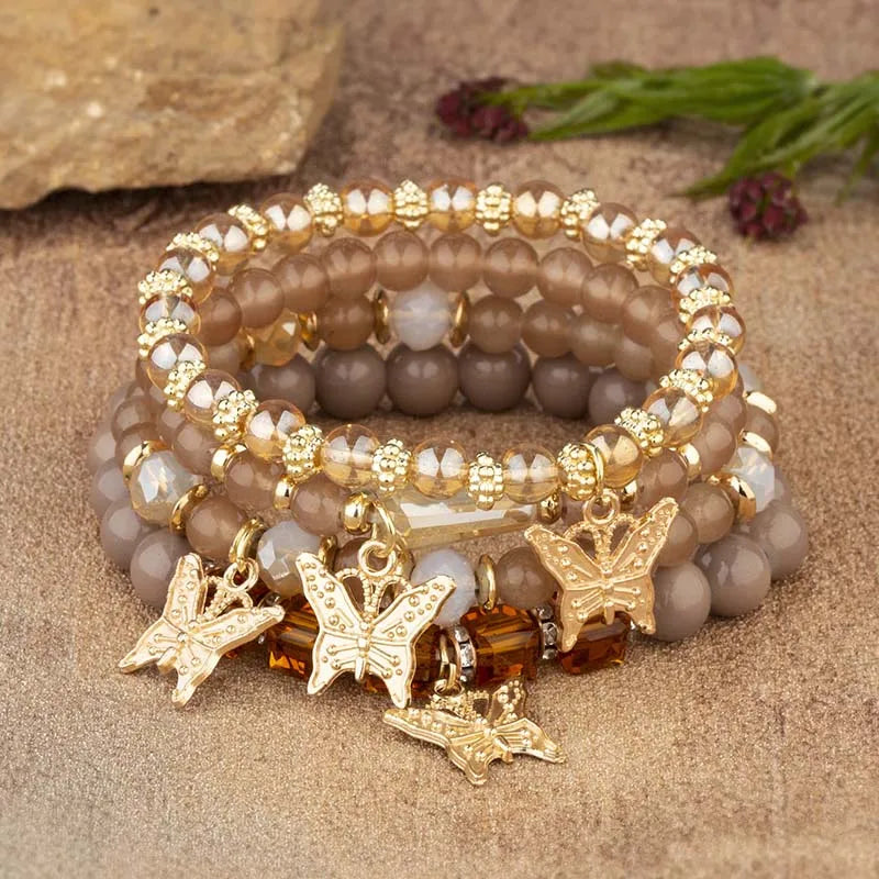 Elegant Butterfly Charm Bracelet Set