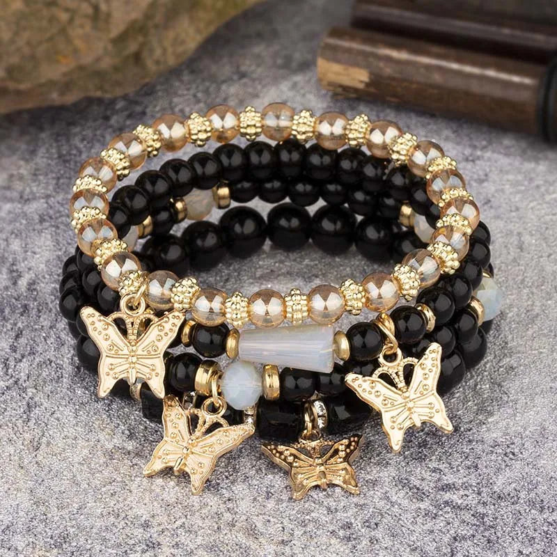 Elegant Butterfly Charm Bracelet Set