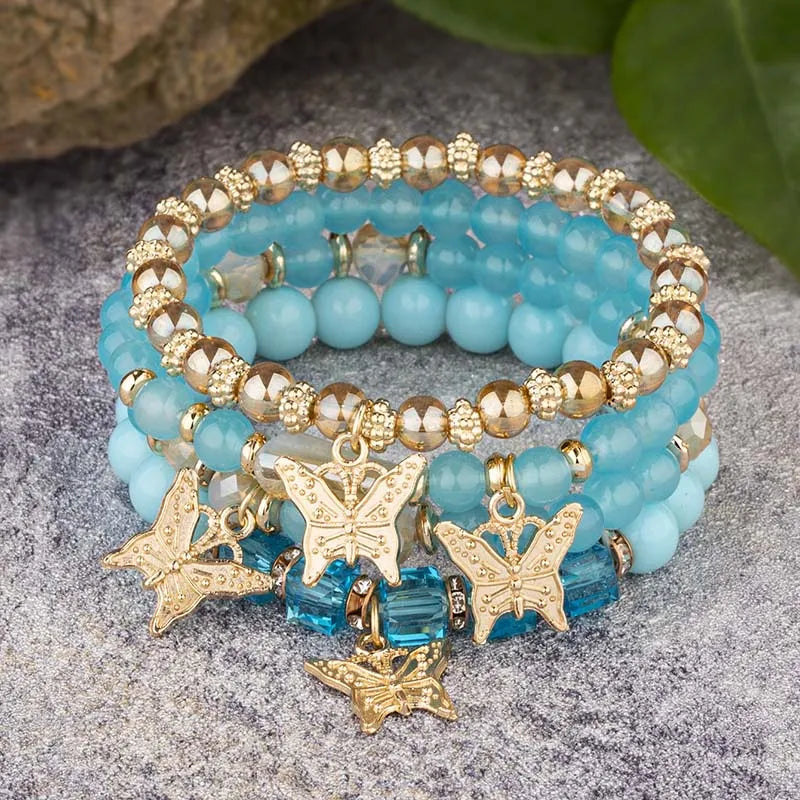 Elegant Butterfly Charm Bracelet Set