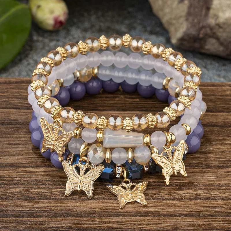 Elegant Butterfly Charm Bracelet Set