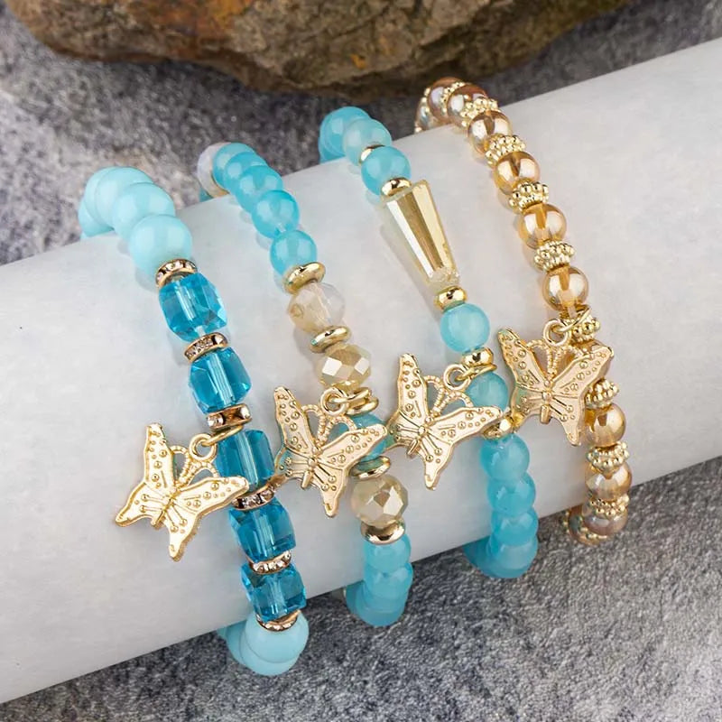 Elegant Butterfly Charm Bracelet Set