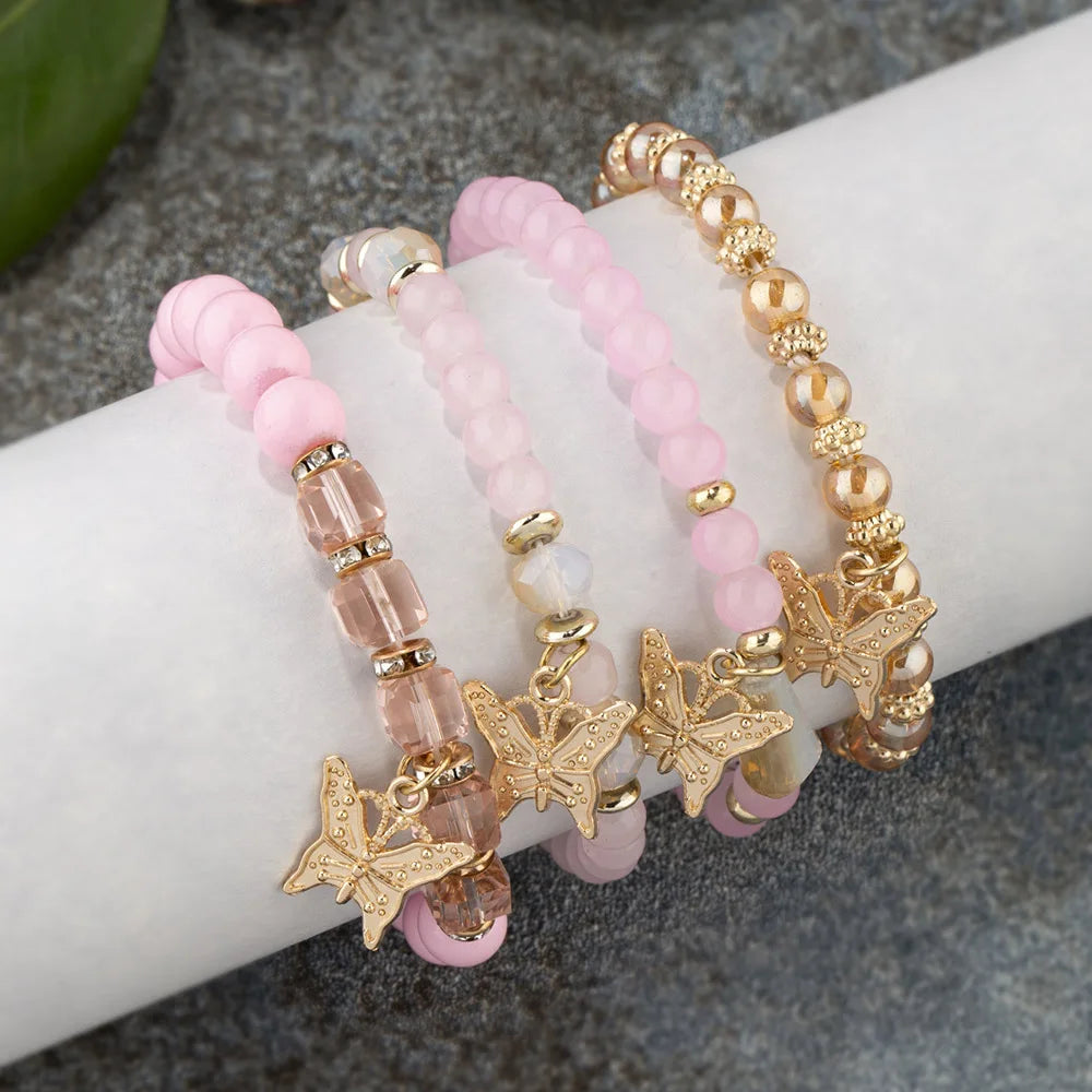 Elegant Butterfly Charm Bracelet Set