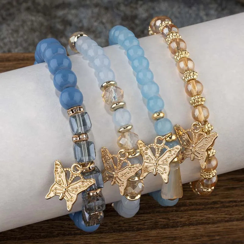 Elegant Butterfly Charm Bracelet Set