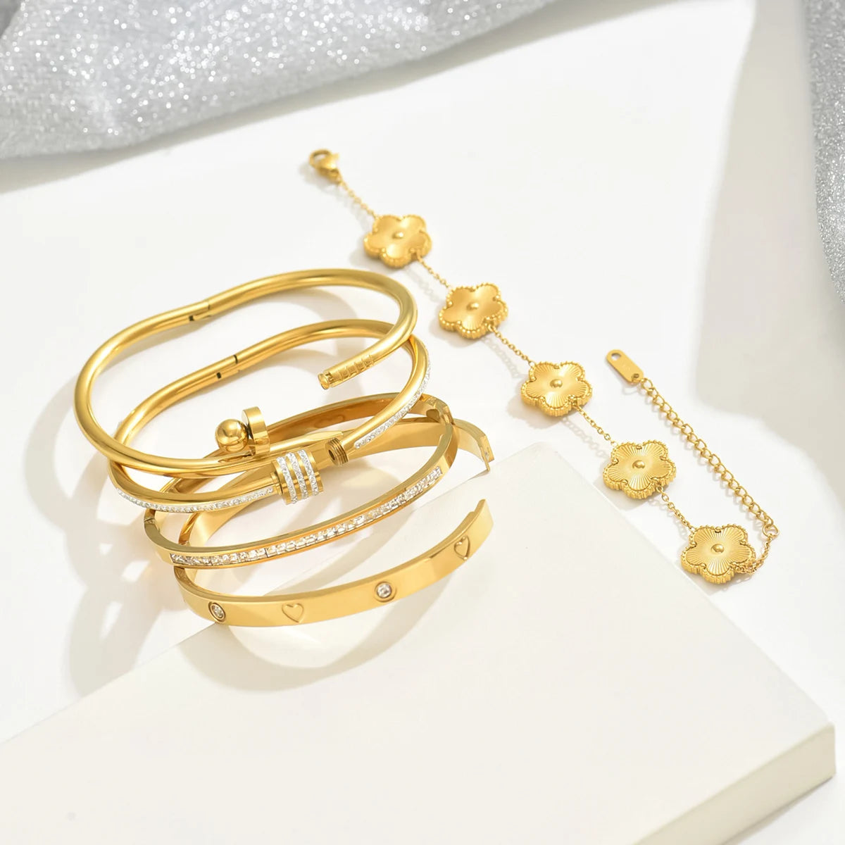 Golden Luxe Bangle Stack Set