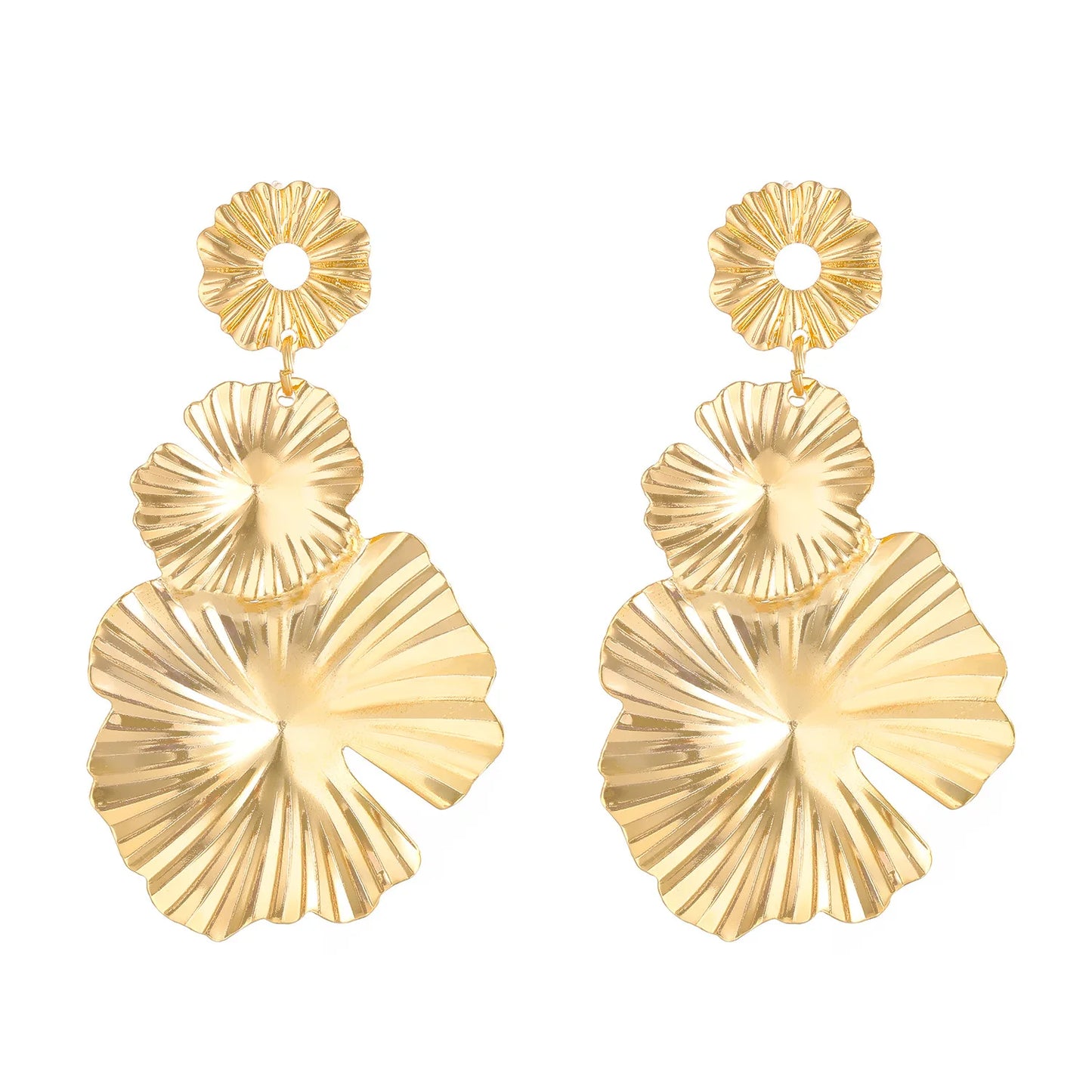 Flower Earrings Gold Color Drop Earrings