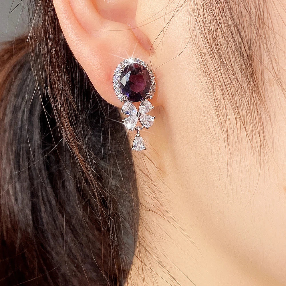 Royal Amethyst Glamour Drop Earrings